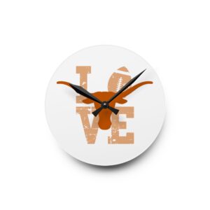 texas longhorns acrylic wall clock hook em horns ut college football collegiate fan gift