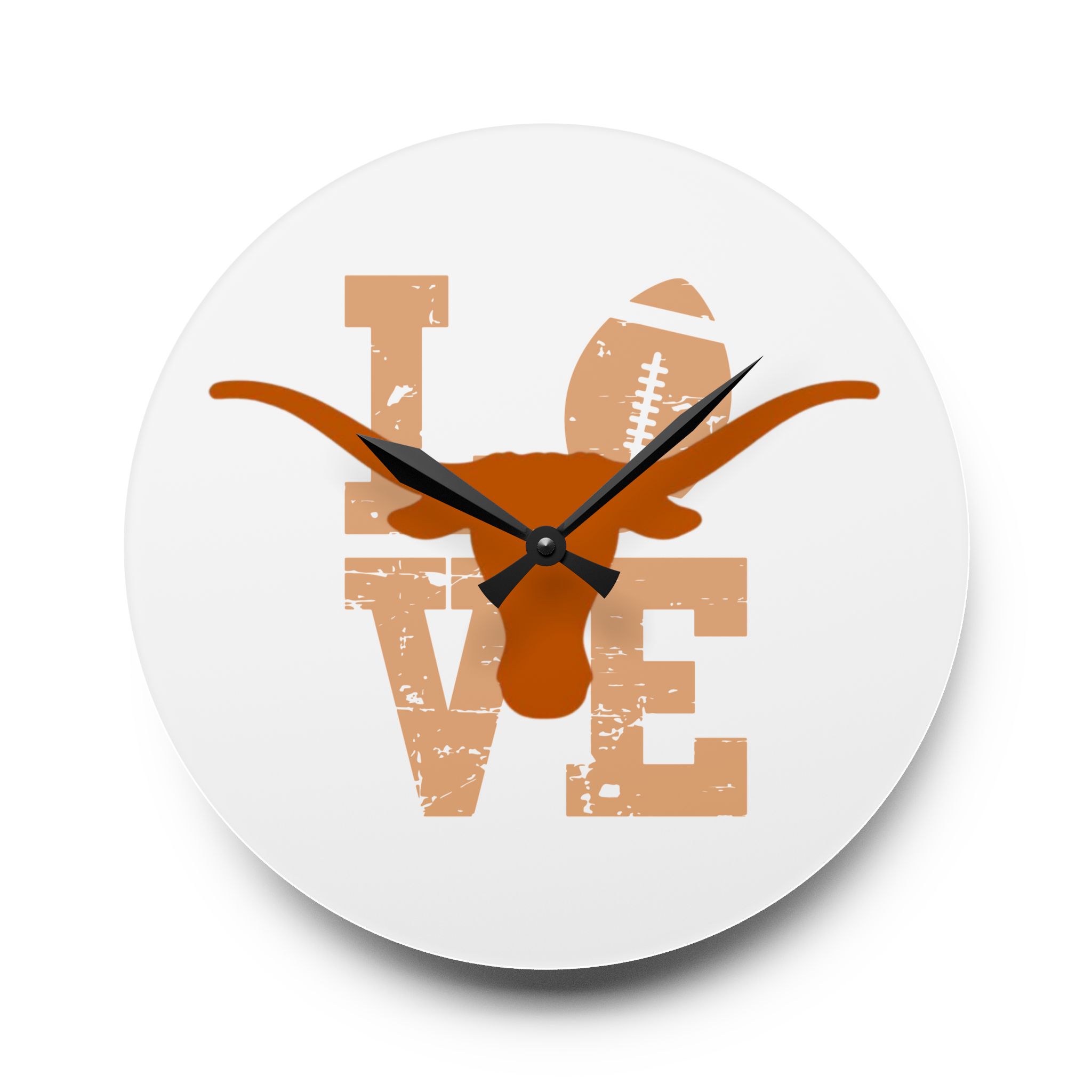 texas longhorns acrylic wall clock hook em horns ut college football collegiate fan gift texas longhorns acrylic wall clock hook em horns ut college football collegiate fan gift