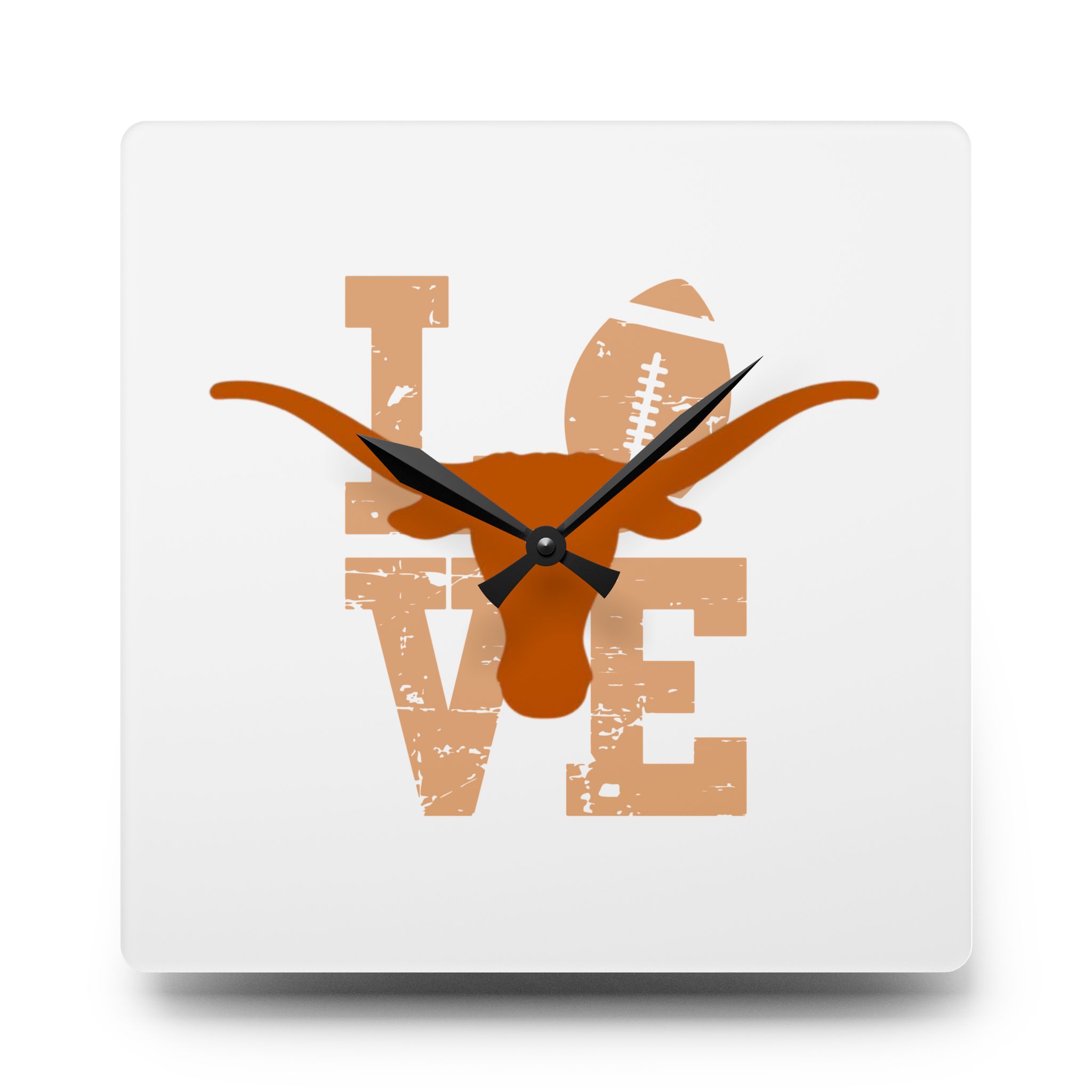 texas longhorns acrylic wall clock hook em horns ut college football collegiate fan gift texas longhorns acrylic wall clock hook em horns ut college football collegiate fan gift